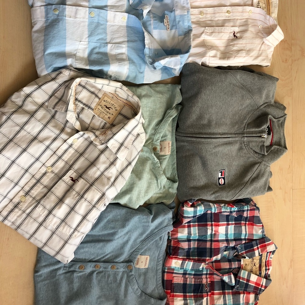 Lot of 7 Hollister Merona FILA Men’s XL shirts